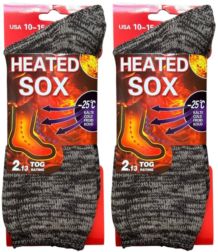 2 Pack Men's Warm Winter heated Thick Thermal Socks Keeps Feet Warmer 2.13 TOG Heat Rating Size: 10-15.