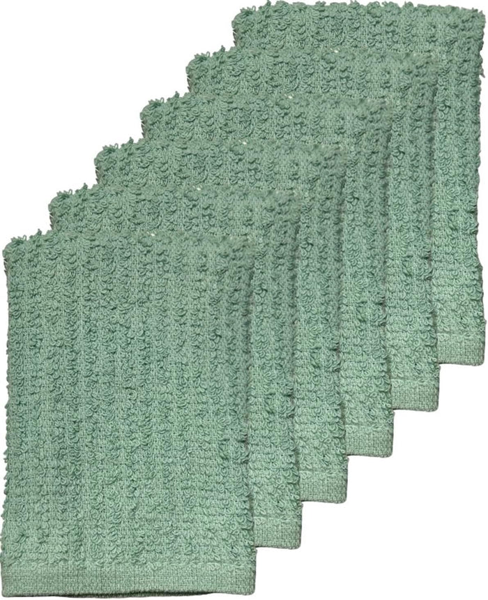 Dish Cloths 100% Cotton Terry Dishcloths for Washing Dishes, Set of 6 Quick Dry, Highly Absorbent, 12 x 12 Inch.