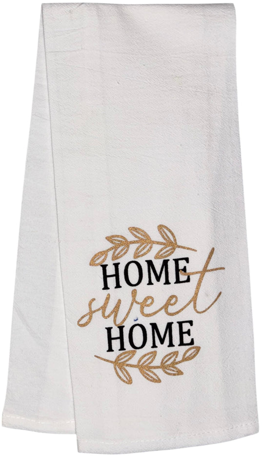 Home Sweet Home. Two Pcs Funny Flour Sack Kitchen Towels Soft and Absorbent Size: 16 X 28 Inches.