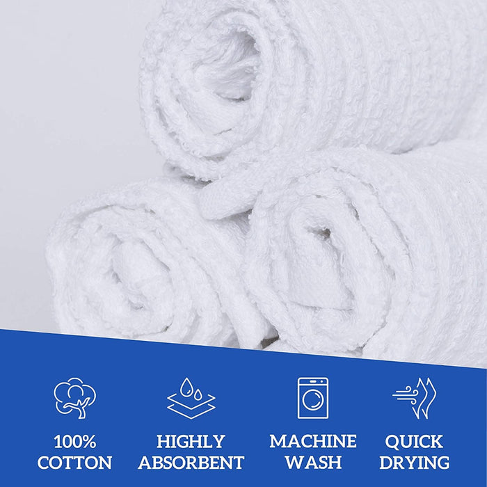 100% Cotton Ribbed Bar Mops Kitchen Towels, 12 Pack - Dish Towels, Super-Absorbent, Multi-Purpose for Home, Kitchen, and Bar Cleaning, 16 x 19 inches.