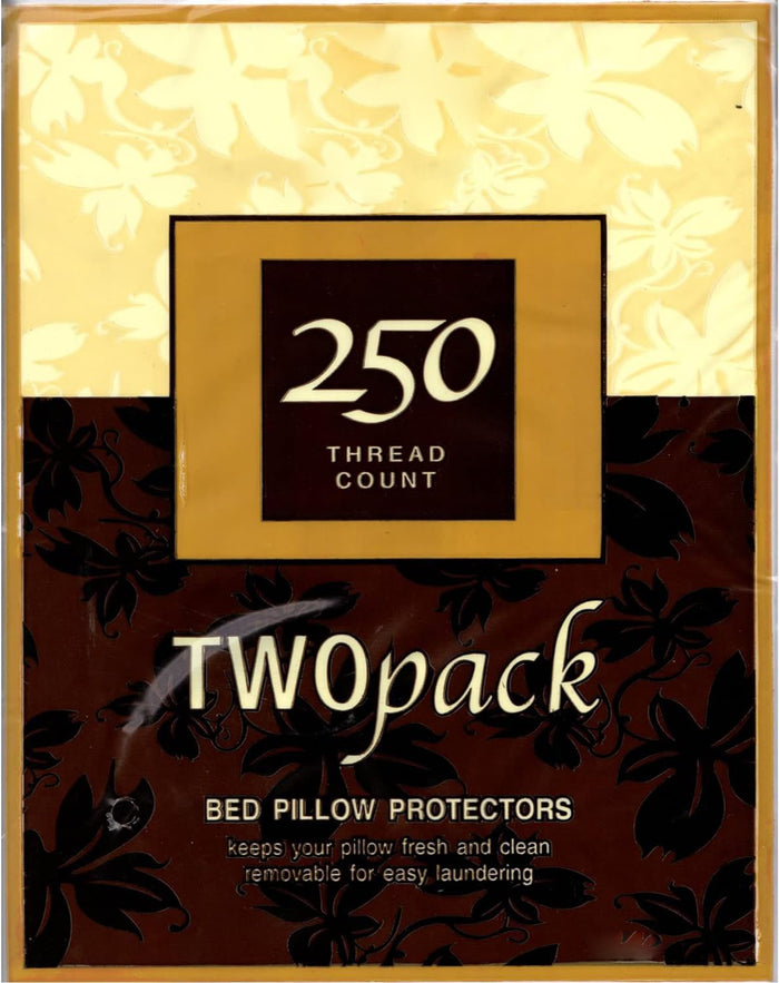 2 Pack, 250 Thread Count Bed Pillow Protectors Zipper Encasement.