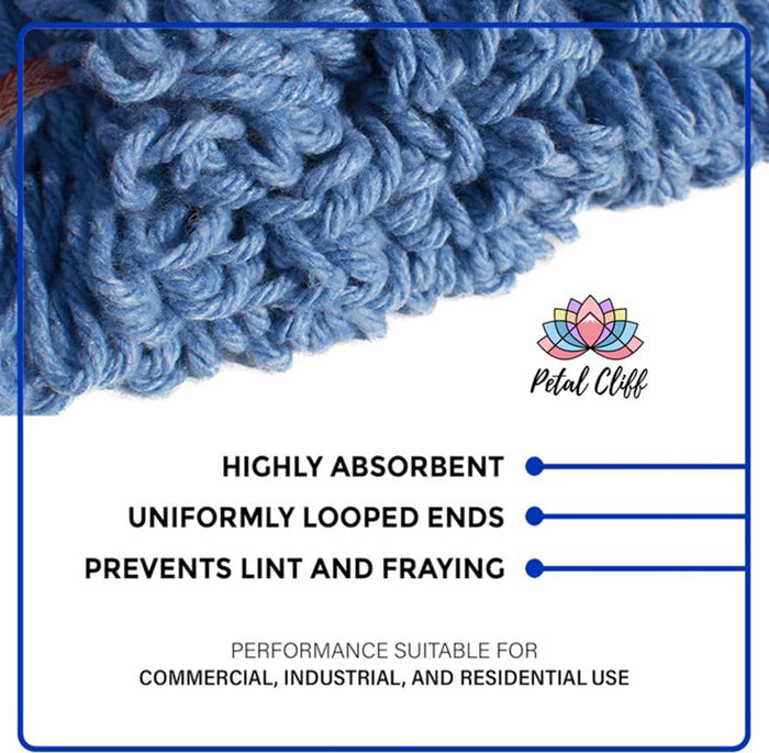 Wet Mop Heads Replacement: 6 Pack, Cotton Blended Natural Yarn, Heavy Duty Cut-end String Mop 5-inch Wide Headband for Home, Industrial, and Commercial Use.