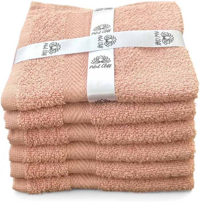 Super Soft 570 GSM Luxury Cotton Face Towel/Washcloths Set of 6, 100% Cotton Zero Twist Ring-Spun Heavyweight, Super Absorbent Wash Cloths – Designed for Exfoliation, Comfort, and Durability.