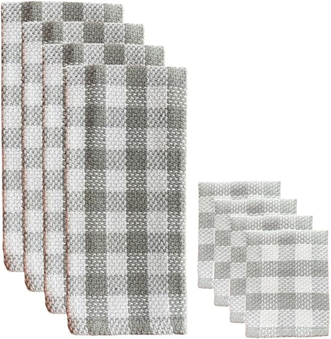 100% Cotton Buffalo Plaid Kitchen Towels, Dish Towels for Drying Dishes, Ultra Absorbent Quick Dry Hand Towels for Kitchen