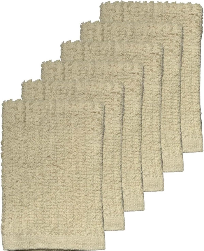 Dish Cloths 100% Cotton Terry Dishcloths for Washing Dishes, Set of 6 Quick Dry, Highly Absorbent, 12 x 12 Inch.