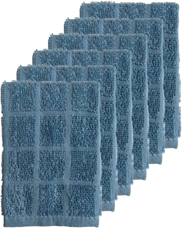 Set of 6, 100% Ringspun Cotton Window Panel Dish Cloths Size: 12 x 12 inch. Ultra-Absorbent, Heavy Duty Kitchen Cleaning Towels, Maximum Softness, Absorbency & Durability.