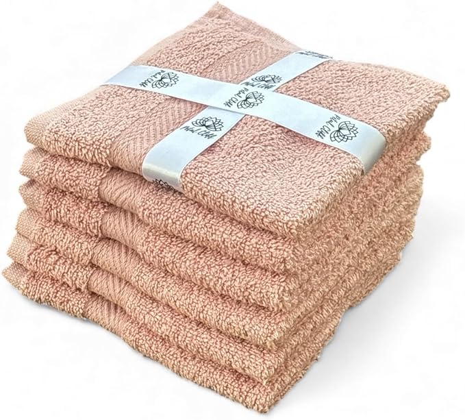 Super Soft 570 GSM Luxury Cotton Face Towel/Washcloths Set of 6, 100% Cotton Zero Twist Ring-Spun Heavyweight, Super Absorbent Wash Cloths – Designed for Exfoliation, Comfort, and Durability.