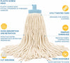 Wet Mop Replacement Head, Heavy Duty Cotton Blend, Screw-On Refills with Plastic Socket, Cut-End, for Home or Business,