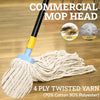 Wet Mop Replacement Head, Heavy Duty Cotton Blend, Screw-On Refills with Plastic Socket, Cut-End, for Home or Business,