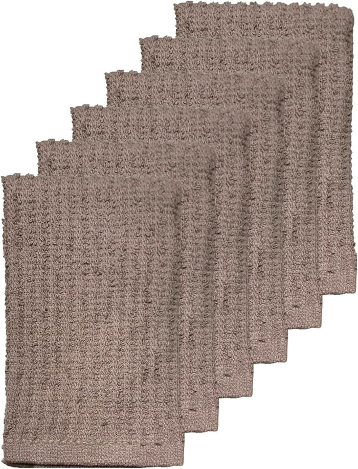 Dish Cloths 100% Cotton Terry Dishcloths for Washing Dishes, Set of 6 Quick Dry, Highly Absorbent, 12 x 12 Inch.