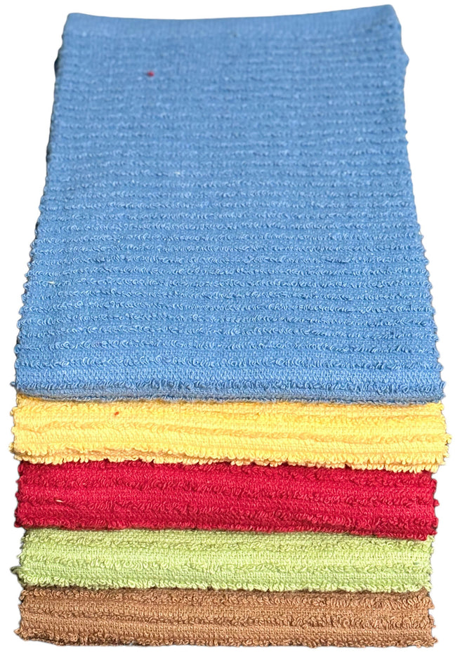 5 Pack, 100% Cotton Ribbed Terry Bar Mop for Kitchen, Highly Absorbent, Cleaning Kitchen Towels | Bar Towels | Machine Washable | 16 x 19 Inches.