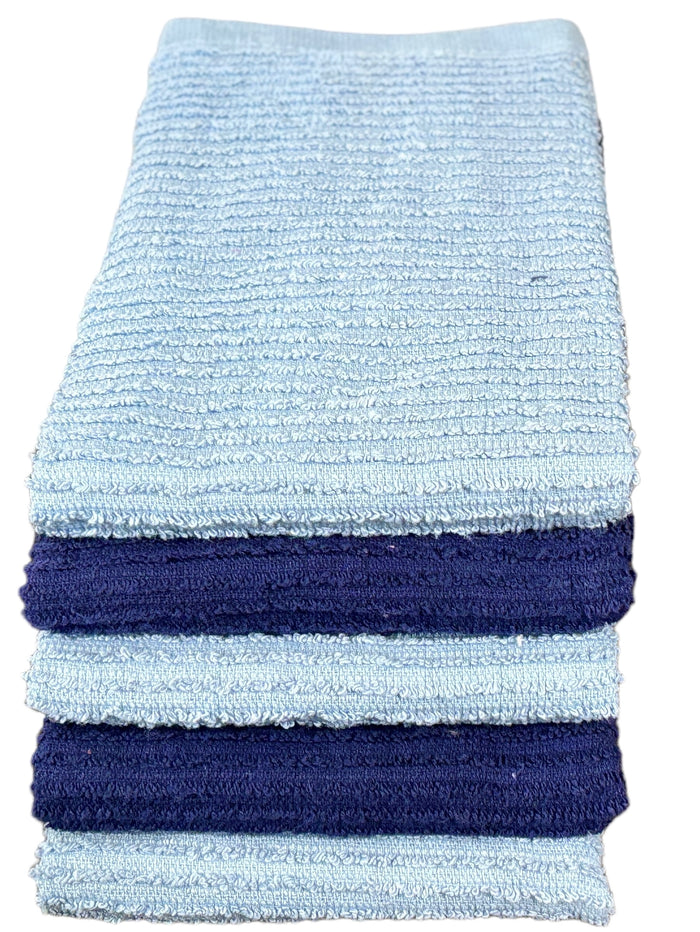 5 Pack, 100% Cotton Ribbed Terry Bar Mop for Kitchen, Highly Absorbent, Cleaning Kitchen Towels | Bar Towels | Machine Washable | 16 x 19 Inches.