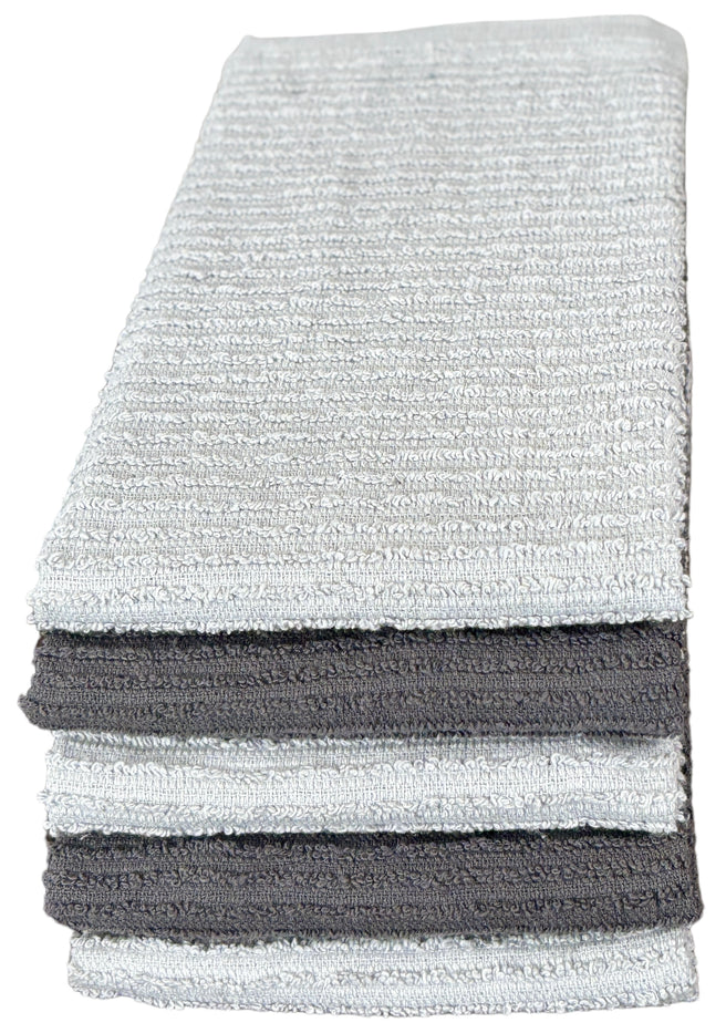 5 Pack, 100% Cotton Ribbed Terry Bar Mop for Kitchen, Highly Absorbent, Cleaning Kitchen Towels | Bar Towels | Machine Washable | 16 x 19 Inches.