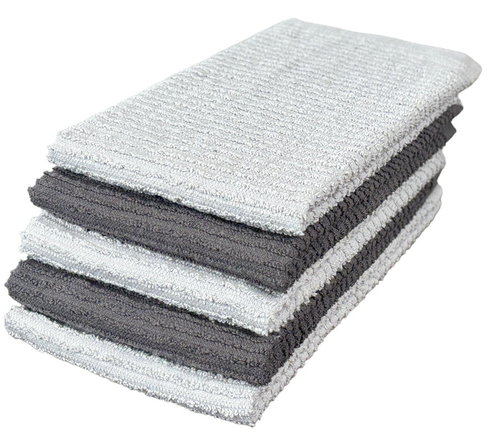 5 Pack, 100% Cotton Ribbed Terry Bar Mop for Kitchen, Highly Absorbent, Cleaning Kitchen Towels | Bar Towels | Machine Washable | 16 x 19 Inches.