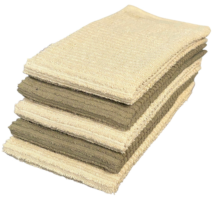 5 Pack, 100% Cotton Ribbed Terry Bar Mop for Kitchen, Highly Absorbent, Cleaning Kitchen Towels | Bar Towels | Machine Washable | 16 x 19 Inches.