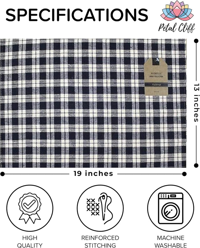 Farmhouse Buffalo Plaid Set of 4, Cotton Placemats for Kitchen Dining Table Mats, Easy to Clean, Machine Washable. Size: 13" x 19".