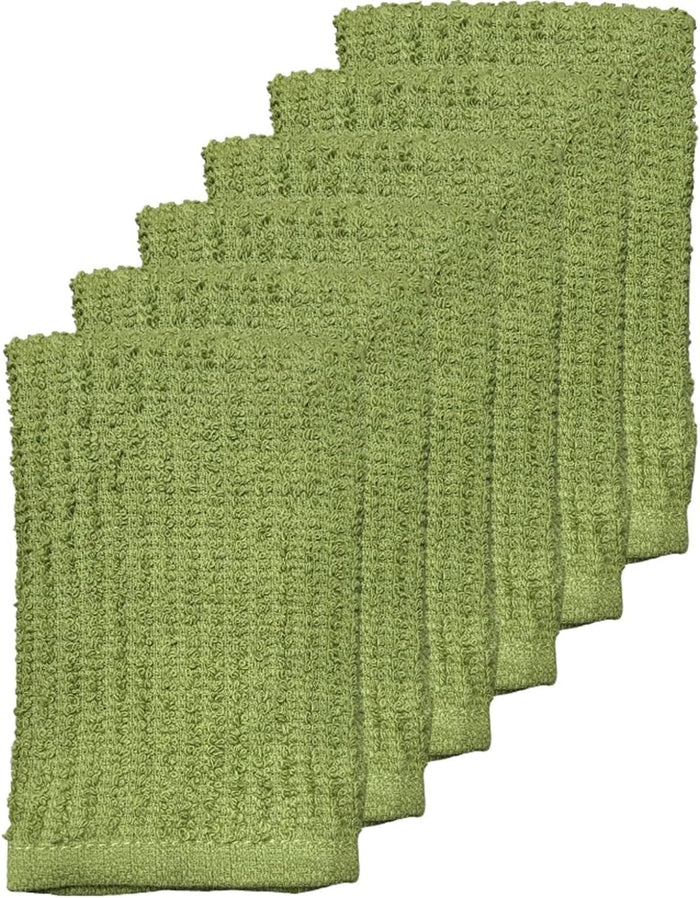 Dish Cloths 100% Cotton Terry Dishcloths for Washing Dishes, Set of 6 Quick Dry, Highly Absorbent, 12 x 12 Inch.