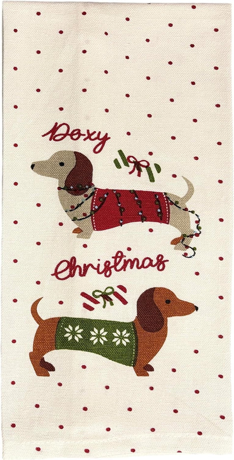 Set of 6, Christmas Holiday Print 100% Cotton Kitchen Towel / Tea Towel Size: 15” x 25".