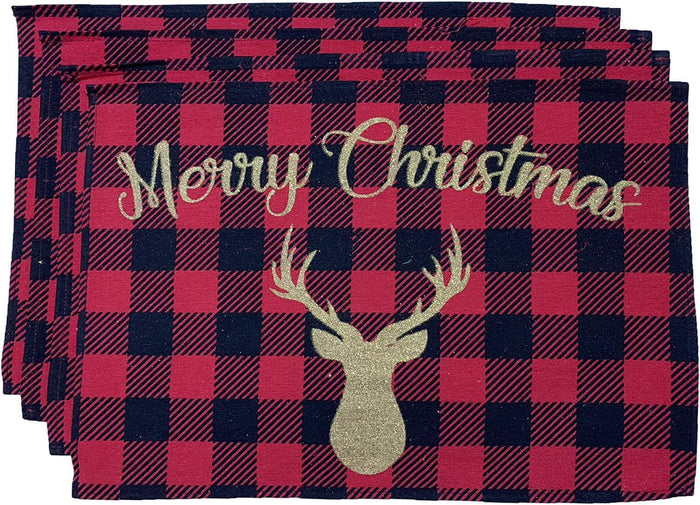 Set of 4, Merry Christmas Tapestry Placemats, for Holiday Season, Home Decoration Kitchen Dining Table Easy to Clean Size: 13" x 19".