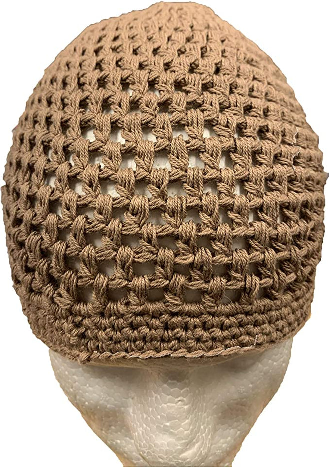 100% Cotton Knitted Stretchy Crochet Muslim Beanie Skull Caps for Men - One Size Fit Most.