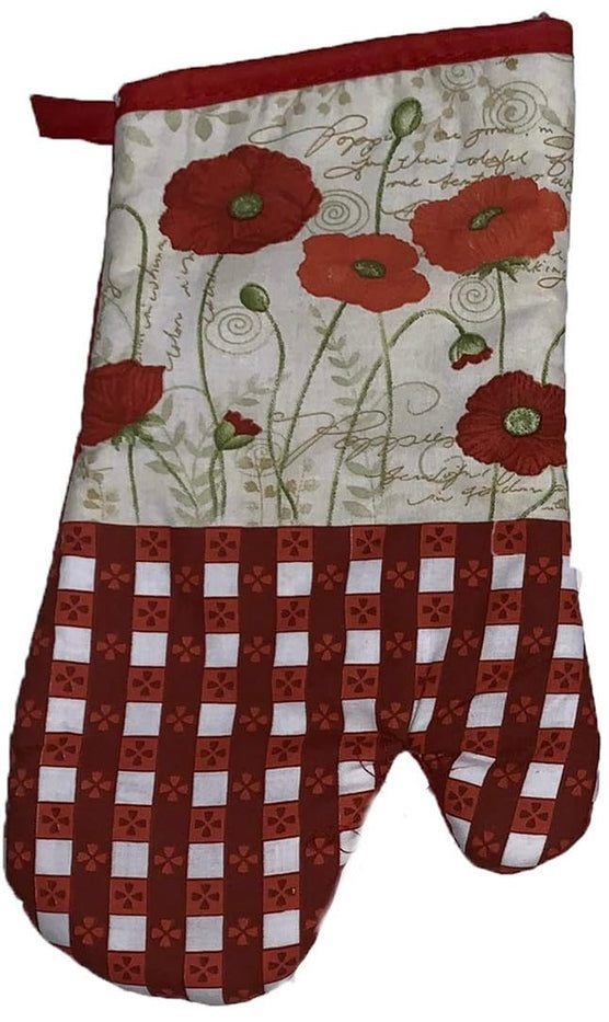Blooming Flower Printed Design 6 Pcs Non-Slip, Heat Resistant Kitchen Towel Set, Includes 4 Potholder, 2 Oven Mitt.