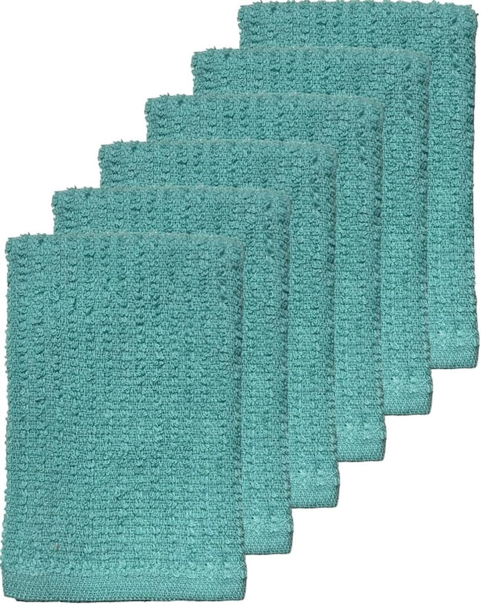 Dish Cloths 100% Cotton Terry Dishcloths for Washing Dishes, Set of 6 Quick Dry, Highly Absorbent, 12 x 12 Inch.