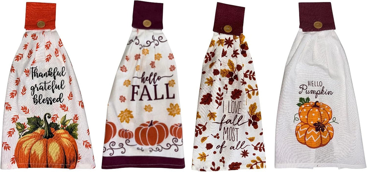 Set of 4, Christmas Holiday Print Velour Terry Kitchen Towels Size : 15" x 25" - 4 Assorted Design - Design May Very.