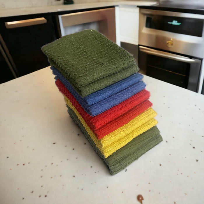 10 Pack, 100% Cotton Bar Mop Kitchen Cleaning Dish Cloth, Dish Towel, Super Absorbent, Machine Washable, Multi-Purpose for Home, Kitchen Size: 12x12 inch.