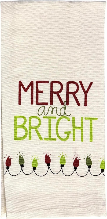 Set of 6, 100% Cotton Assorted Funny Christmas Kitchen Towels with Sentiments on White & Dark Linen Soft and Absorbent Tea Towels / Kitchen Towel Size: 15” x 25".