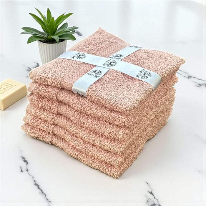 Super Soft 570 GSM Luxury Cotton Face Towel/Washcloths Set of 6, 100% Cotton Zero Twist Ring-Spun Heavyweight, Super Absorbent Wash Cloths – Designed for Exfoliation, Comfort, and Durability.