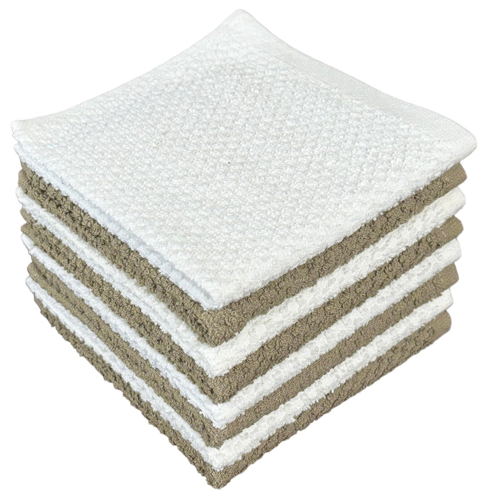 Washcloths Set of 8 - Popcorn Weave Wash Cloth Designed to Exfoliate Your Hands, Body or Face - Extra Absorbent 100% Ring Spun Cotton 12" X 12"