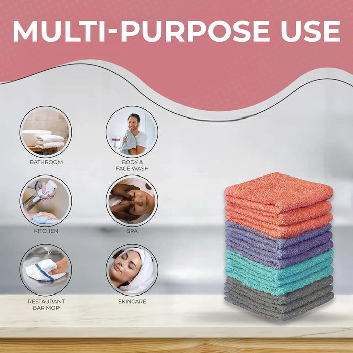 Washcloths 15 Pack, 100% Cotton Washcloths, Soft & Exta Absorbent Wash Cloths - Machine Washable Size 11 X 11 inch, Assorted Colors - Color May Vary.