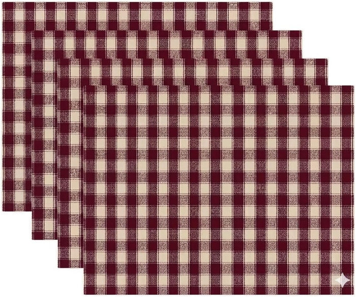 Farmhouse Buffalo Plaid Set of 4, Cotton Placemats for Kitchen Dining Table Mats, Easy to Clean, Machine Washable. Size: 13" x 19".