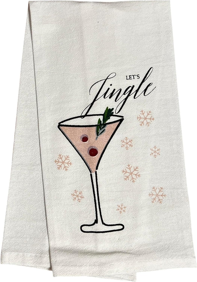 Christmas 6 Pcs Kitchen Towels - Hot Cocoa, Happy Holiday, Home for The Holidays, Let's Jingle, Merry Christmas, Happy Christmas. Size: 15” x 25".