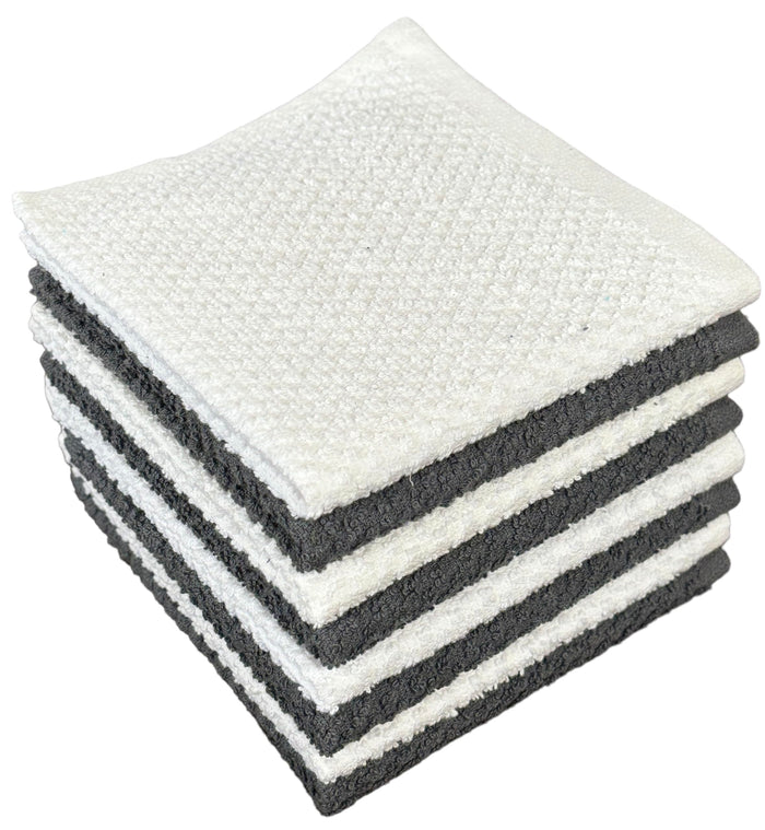 Washcloths Set of 8 - Popcorn Weave Wash Cloth Designed to Exfoliate Your Hands, Body or Face - Extra Absorbent 100% Ring Spun Cotton 12" X 12"