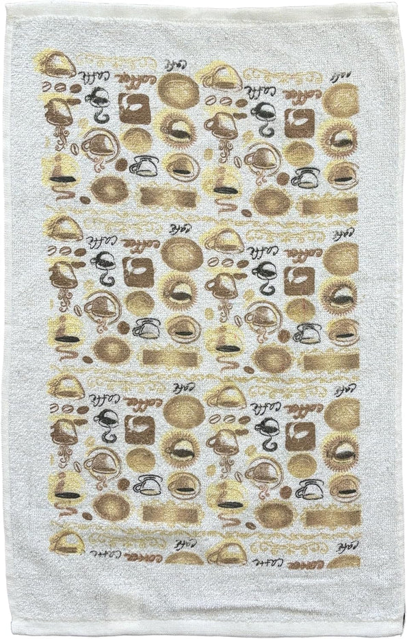 Set of 6, Coffee Design Printed Cotton Kitchen Towels Highly Absorbent and Soaking up Water Quickly Size: 15 x 25 inch.