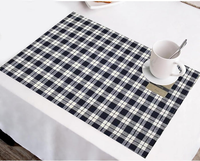 Farmhouse Buffalo Plaid Set of 4, Cotton Placemats for Kitchen Dining Table Mats, Easy to Clean, Machine Washable. Size: 13" x 19".