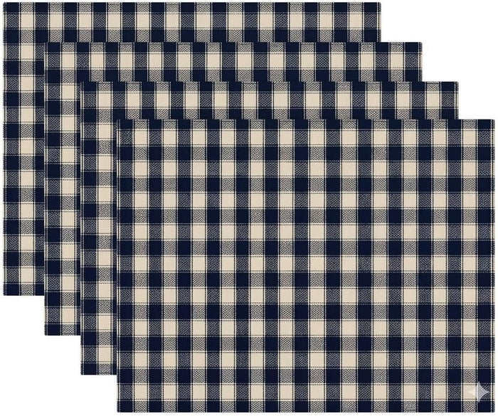 Farmhouse Buffalo Plaid Set of 4, Cotton Placemats for Kitchen Dining Table Mats, Easy to Clean, Machine Washable. Size: 13" x 19".