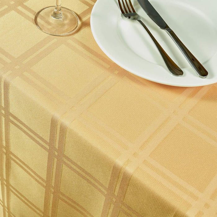 Jacquard Plaid Table Cloth Rectangle Modern Tablecloth Waterproof Anti-Shrink Soft and Wrinkle Resistant Decorative Fabric Table Cover for Kitchen Gold, 60" x 102" (8-10 Seats)