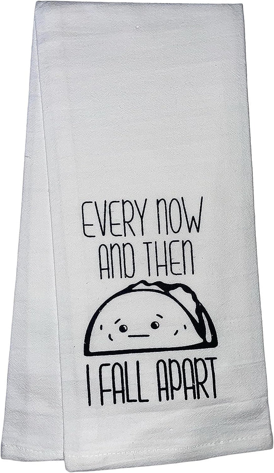 Set of 5, 100% Cotton Funny Cute Saying Flour Sack Kitchen Towels / Dish Towels for Wedding, Baby Shower, Home Decor, Housewarming, Other Occasions Size: 16 X 28 Inch.