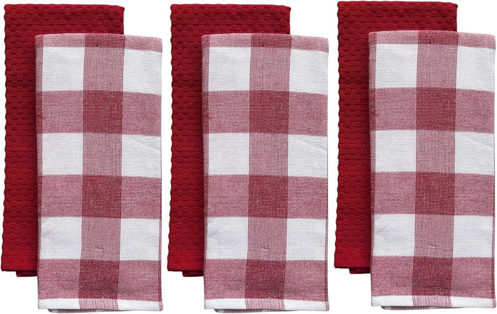 Farmhouse Kitchen towels/Hand Towels, 6 Pack Large 100% Ring-Spun Cotton with Hanging Loop, 430 GSM Soft & Ultra Absorbent, Machine Washable 16 x 28 inches.