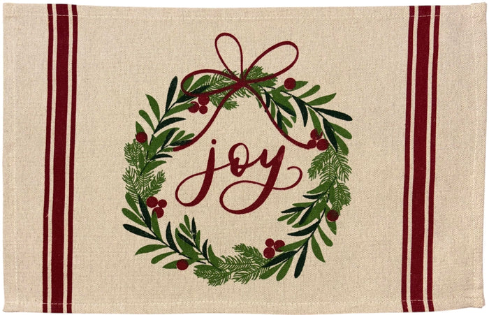 Set of 4, Christmas Plaid Tapestry Placemats Merry and Bright with Poinsettia Flower for Holiday Season, Home Decoration Kitchen Dining Table Easy to Clean Size: 13" x 19". (Design C)