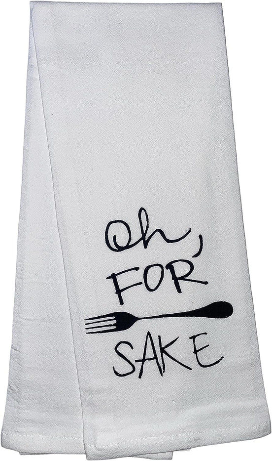 Set of 5, 100% Cotton Funny Cute Saying Flour Sack Kitchen Towels / Dish Towels for Wedding, Baby Shower, Home Decor, Housewarming, Other Occasions Size: 16 X 28 Inch.