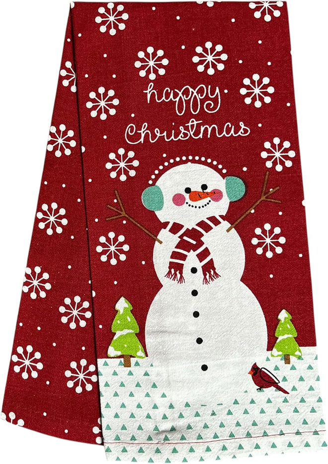 Christmas 6 Pcs Kitchen Towels - Hot Cocoa, Happy Holiday, Home for The Holidays, Let's Jingle, Merry Christmas, Happy Christmas. Size: 15” x 25".