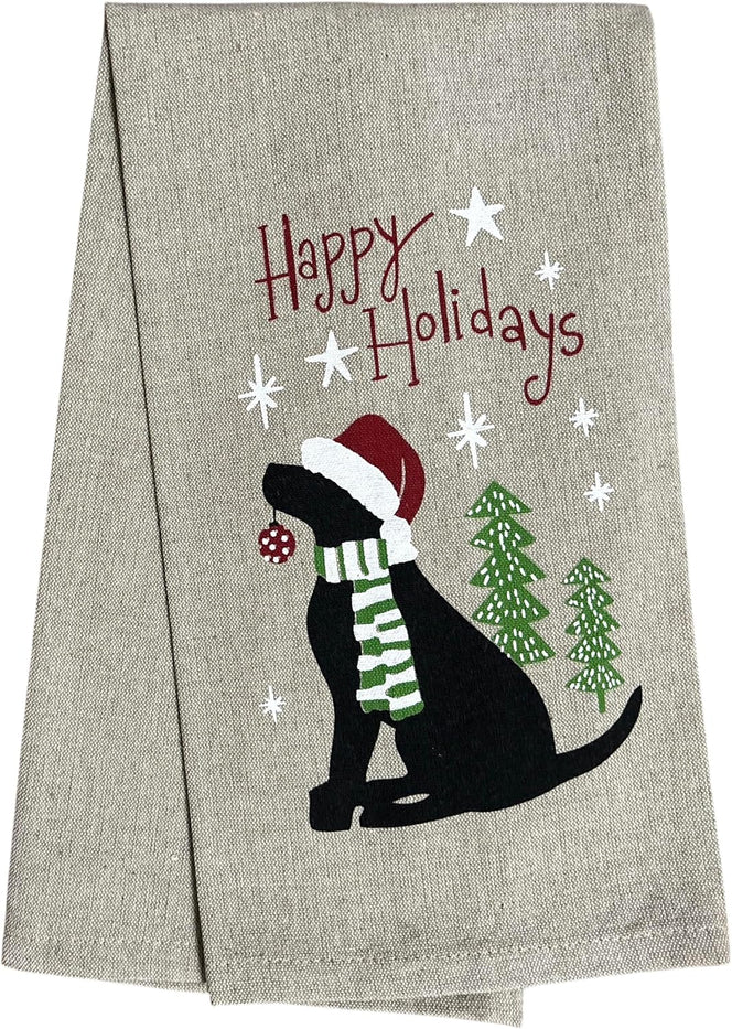 Christmas 6 Pcs Kitchen Towels - Hot Cocoa, Happy Holiday, Home for The Holidays, Let's Jingle, Merry Christmas, Happy Christmas. Size: 15” x 25".