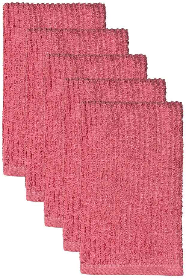 5 Pack, 100% Cotton Ribbed Terry Bar Mop for Kitchen, Highly Absorbent, Cleaning Kitchen Towels | Bar Towels | Machine Washable | 16 x 19 Inches.
