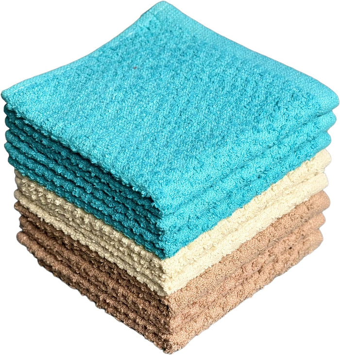 Washcloths Set of 8 - Popcorn Weave Wash Cloth Designed to Exfoliate Your Hands, Body or Face - Extra Absorbent 100% Ring Spun Cotton 12" X 12"