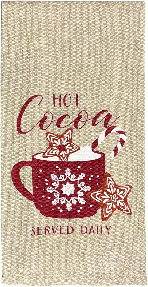 Set of 6, Christmas Holiday Print 100% Cotton Kitchen Towel / Tea Towel Size: 15” x 25".