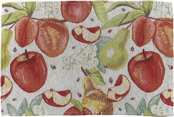 Set of 4, Apple, Pear Design Tapestry placemats for Kitchen Table 13" x 19".