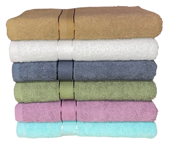 100% Cotton Large Bath towels Set of 6-27 x 54 inch - 482 GSM, Soft & Highly Absorbent - Ideal for Daily Use for Home, Hotel & Spa – Multi Colors.